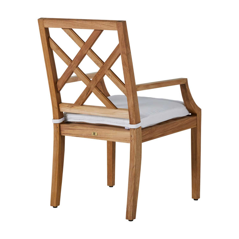 Haley Patio Dining Armchair with Cushions, Natural Teak, Natural White, Welt