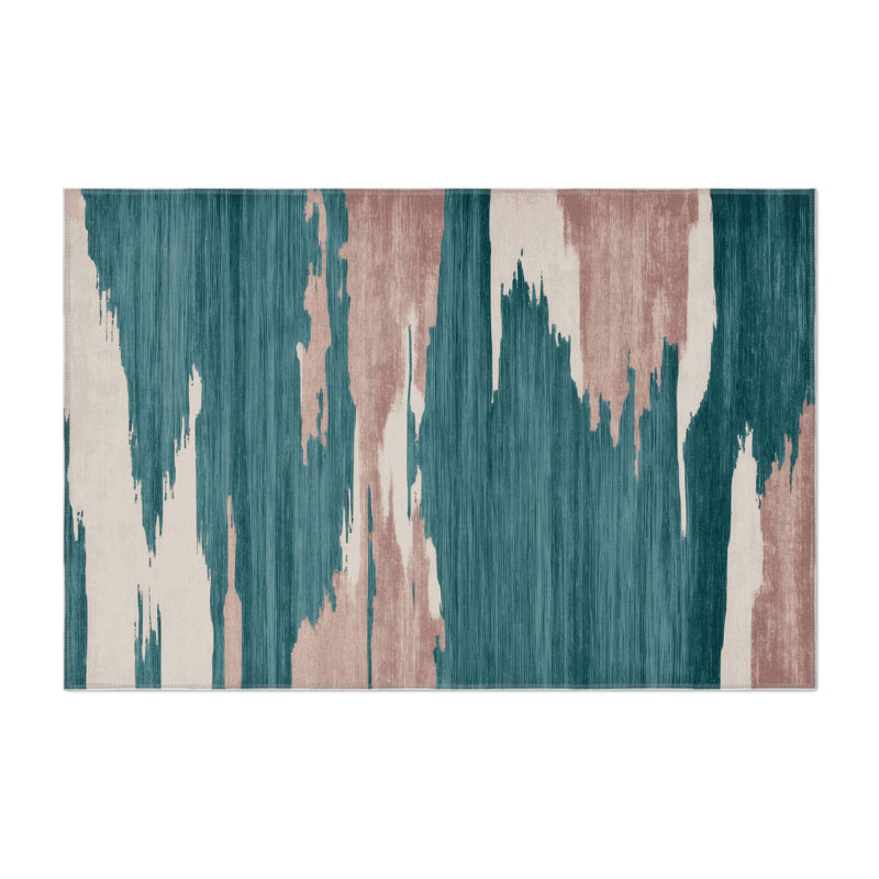 Watercolor Blue Indoor and Outdoor Area Rug, Rectangle 4' x 6'