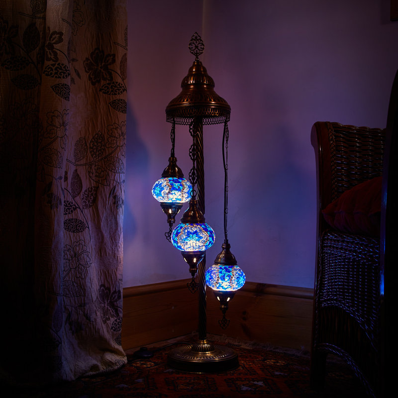 Karlie 102cm Antique Bronze Lighting Floor Lamp, Blue