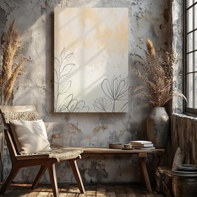 Toile, création d'une œuvre d'art numérique sereine et minimaliste avec un fond de dégradé d'art mural doux transitionnel de pêche pâle à toile