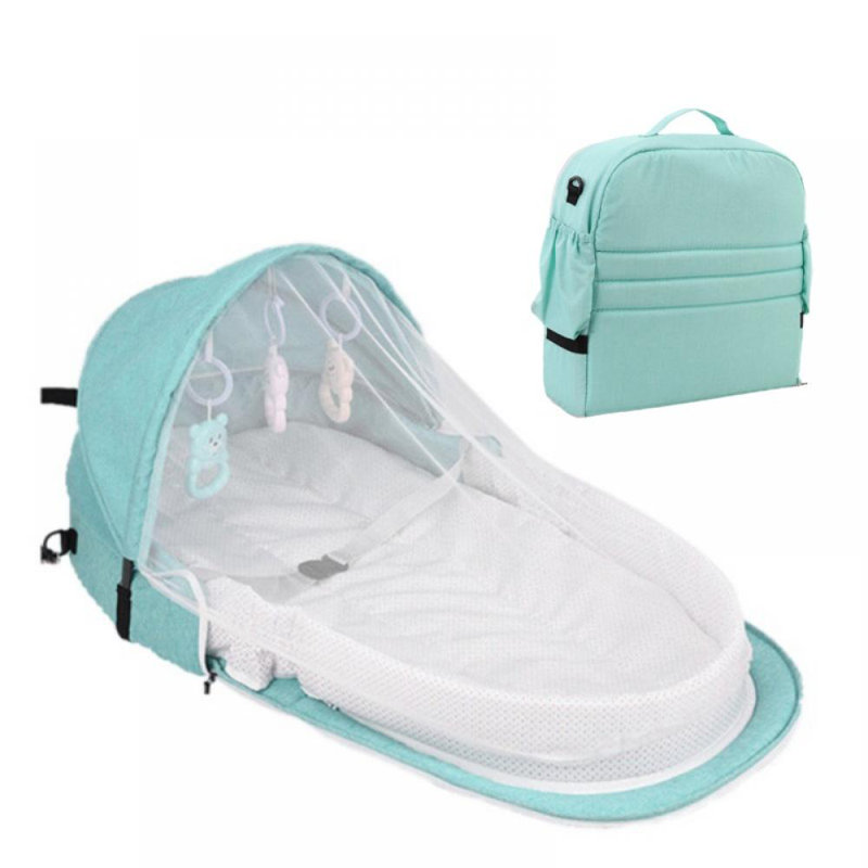 Lit de voyage portatif pour bébé, Bleu clair