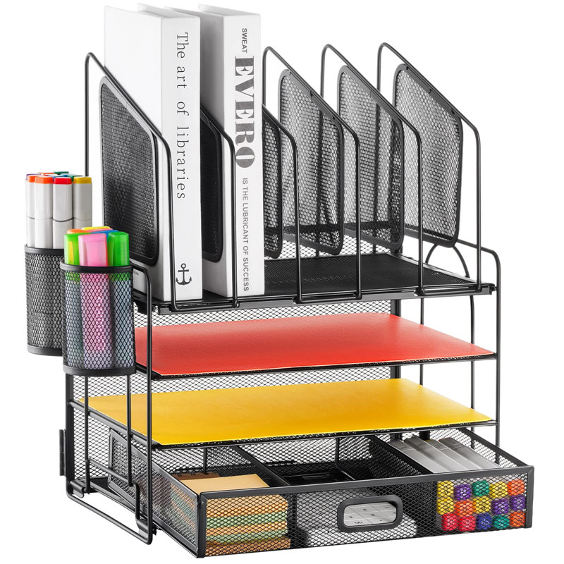 Leadley Metal Desk Organiser, Black