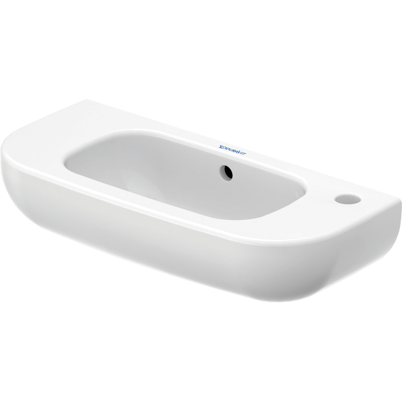 Duravit D-Code Ceramic Rectangular Wall Mount Bathroom Sink with Overflow, Right Tap Hole