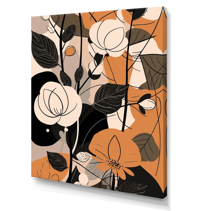 Illustration rétro de roses en terre cuite - reproduction, H 20 po x l 12 po x P 1 po, Toile tendue