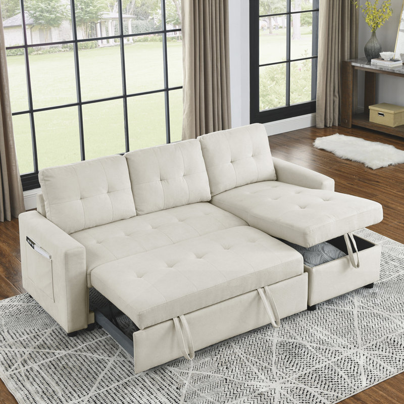 Canapé-lit modulaire réversible 78,5 po, Beige