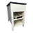 White+Black Side Table With Charging. Modern And Practical For Bedroom Living Charging Ports. Versatile Area