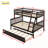 Twin Over Full Bunk Bed with Trundle, Convertible Ladder and Guardrail-1068285162