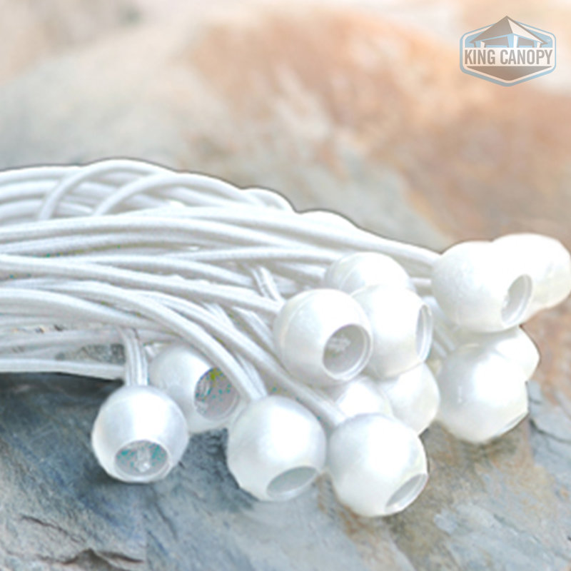 Corde élastique de 8 pouces, corde tendue de 16 pouces et boule en plastique de 3/4 de pouce, paquet de 50, Blanc