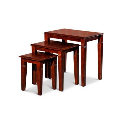 3 tables gigognes, cerisier - Tables avec lignes de construction classiques