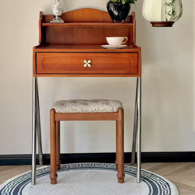 23.62"French-style vintage pine solid wood brown dressing table