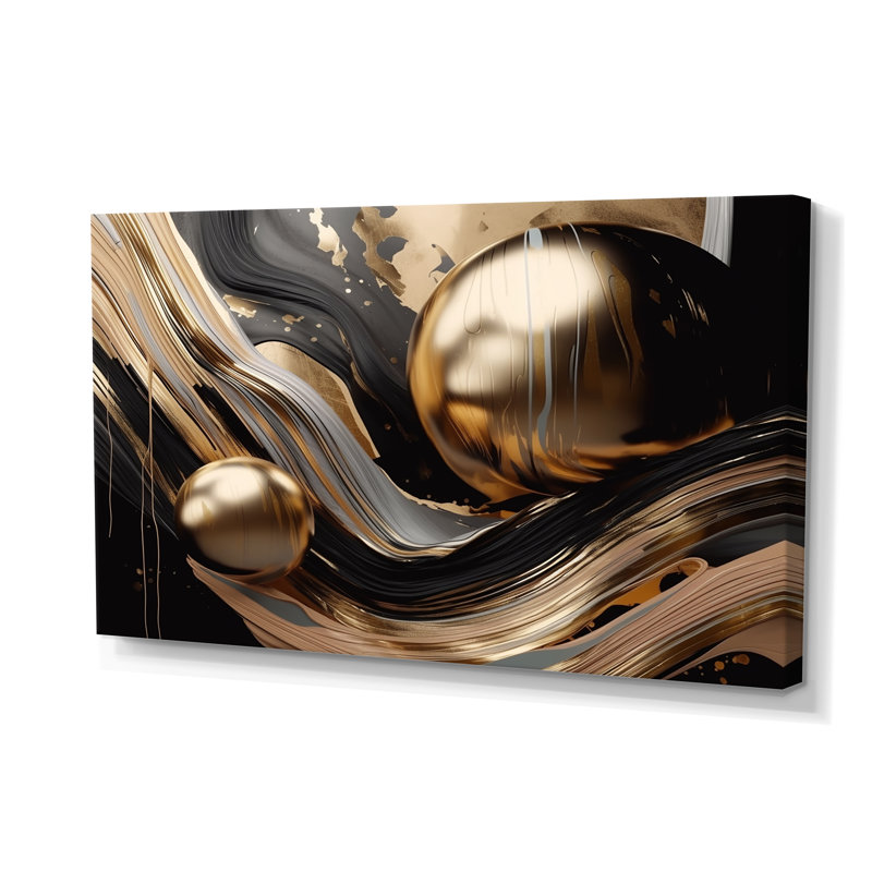 Marbre captivant doré et noir I - impressions sur toile de marbre abstraites