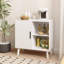 Buffet Buffet, armoire d'appoint avec pieds en bois massif pour portes décorées, salle à manger, couloir, console, armoire à boissons alcoolisées (blanc)