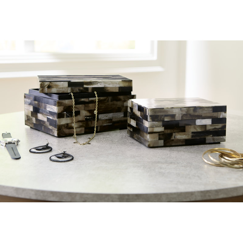 Kushum 2 Piece Resin Decorative Box Set