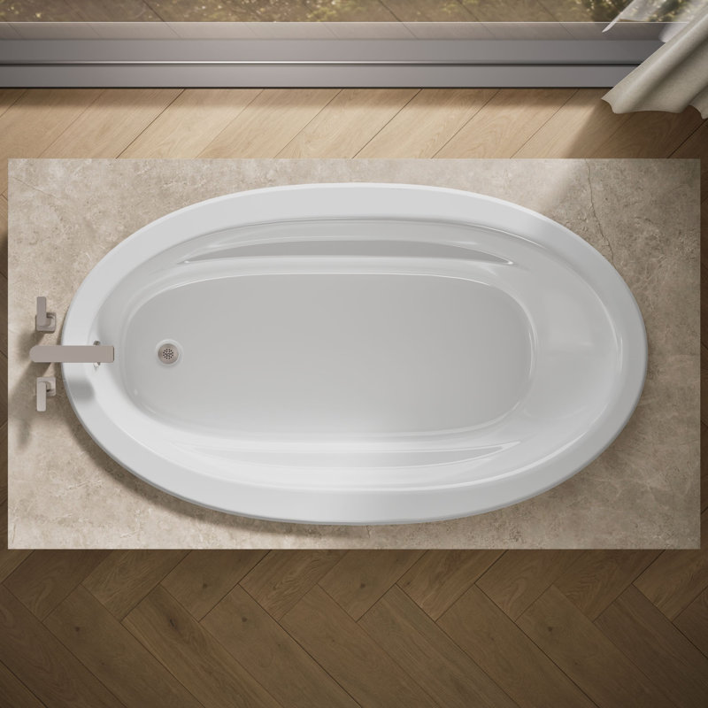 Sunward 72" x 42" Drop in Soaking Acrylic Bathtub, White