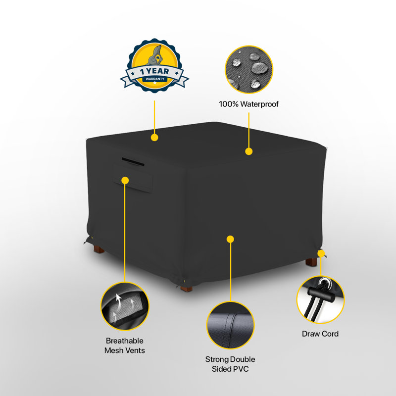 High-Density Waterproof Patio Deck Box Cover For Outdoor Rectangle Ottoman With Storage, Gray
