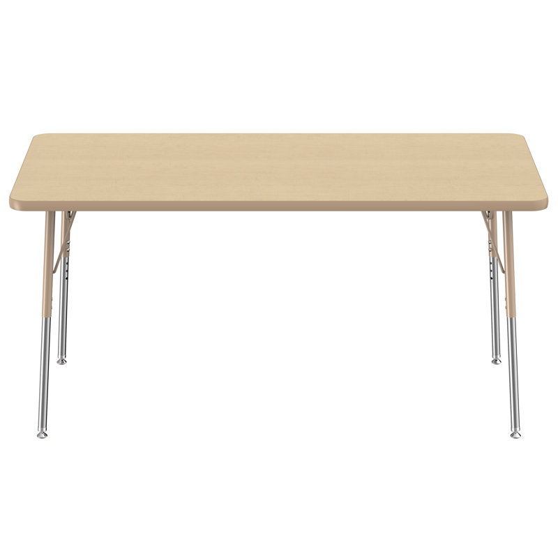 Table d'activité rectangulaire à hauteur réglable en forme de T, 24 po x 72 po, Roulement pivotant standard