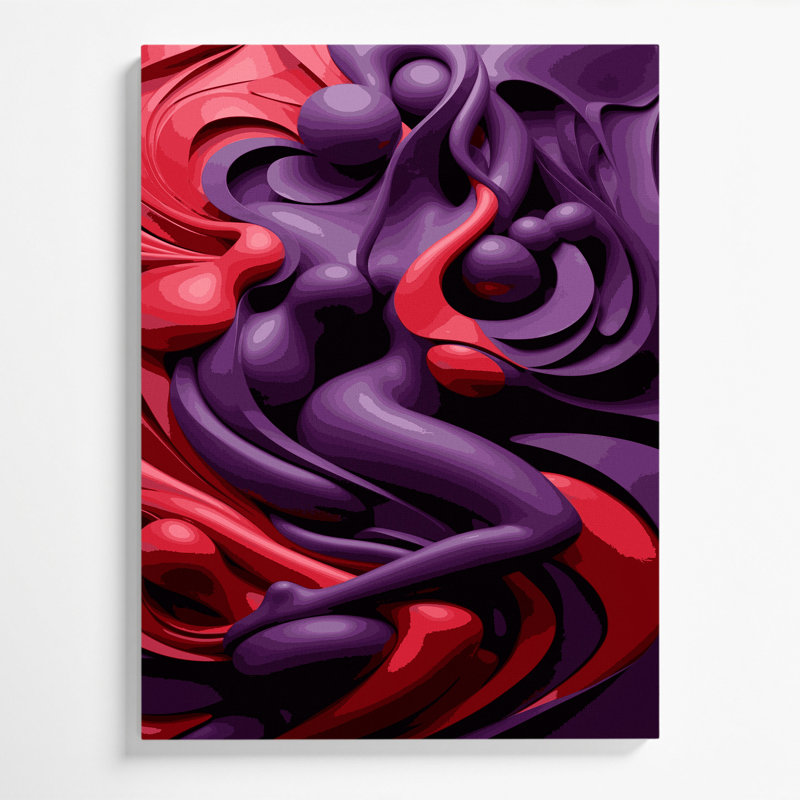 Art mural abstrait sur toile 74 mauve, H 18 po x l 12 po