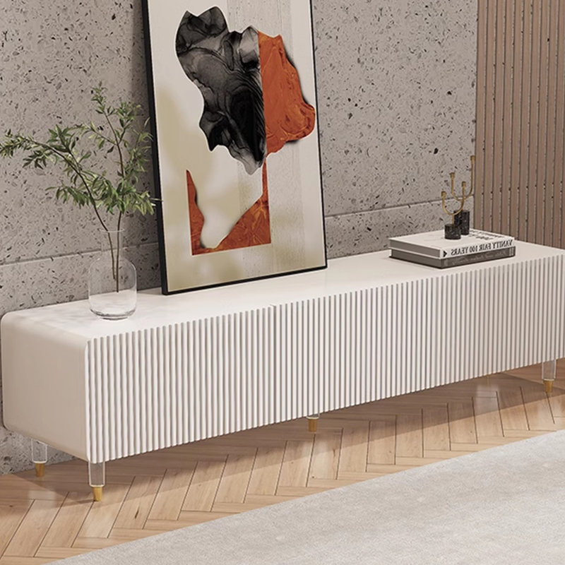 Meuble télé moderne avec tiroirs fermés, H 17,32 po x L 94,48 po x l 13,78 po, Cream