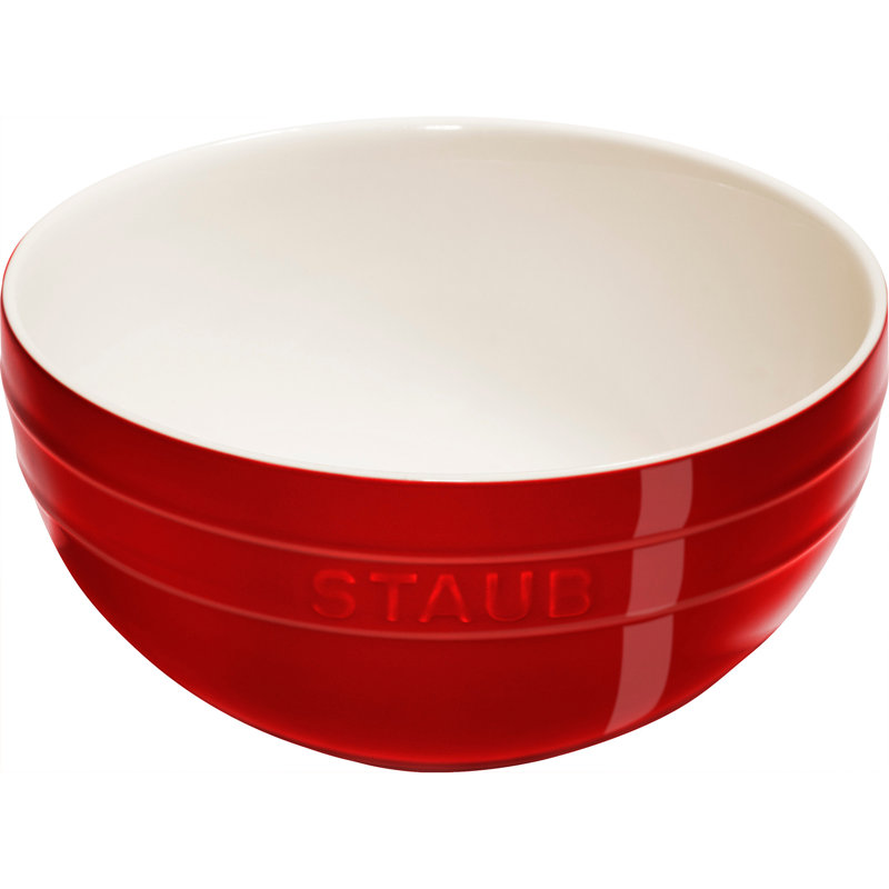 Cherry Red Ceramic 2-Piece Nested Mixing Bowl Set