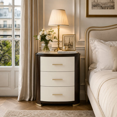 Paris Chic 3-Drawer Nightstand with Marble Top
