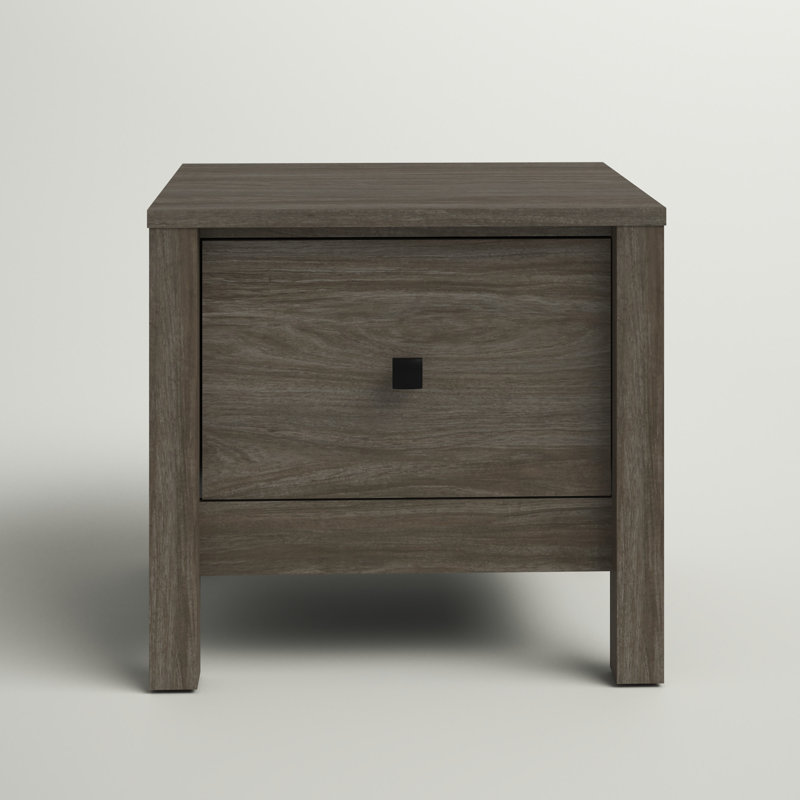 Table de chevet 1 tiroir Aevin, Noyer gris