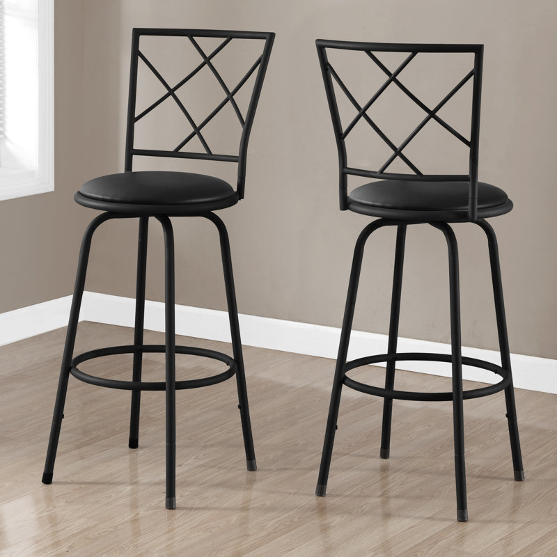 Lavanya Bar Stool, Swivel, Bar Height, Metal, Fabric, Contemporary, Modern, Black / Black