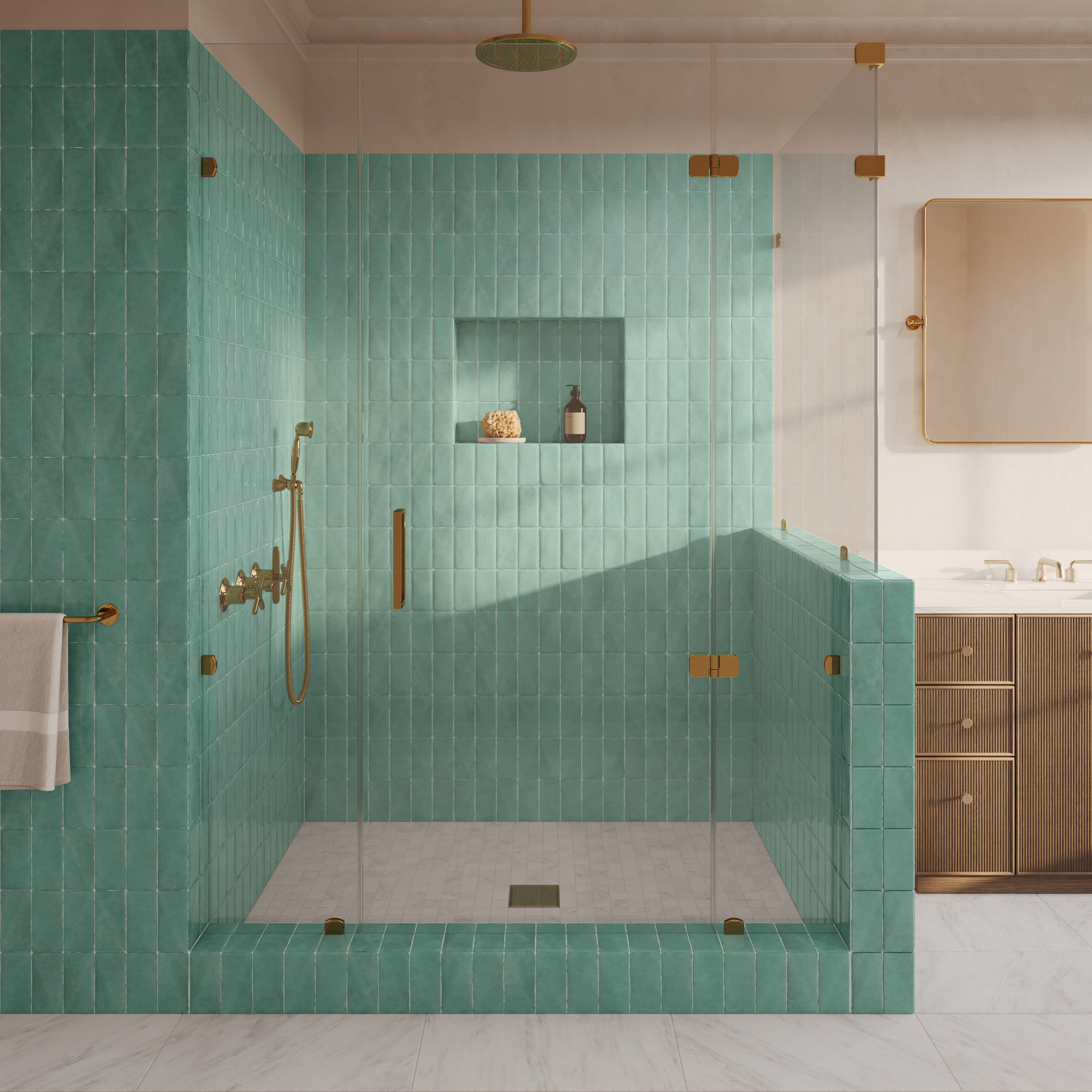 Bond Tile Barcelona 3x6 Blanco Polished Ceramic Subway Wall Tile (5.38 Sq. Ft. / Case), Green Lake