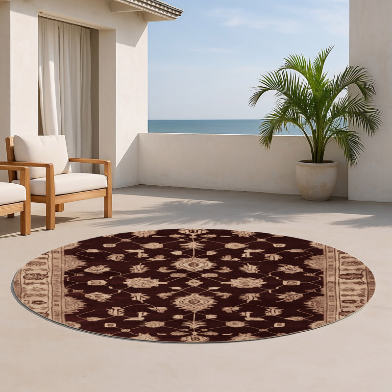 Tapis noir intérieur et extérieur surteint, Rond 5 pi