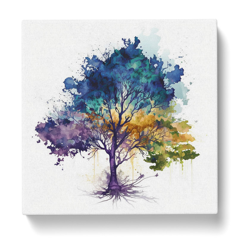 Tree Watercolour - Wrapped Canvas, 50cm H x 50cm W