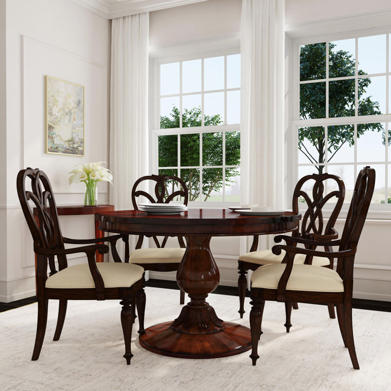 Evie 48" Round Pedestal Dining Table, Antique Cherry