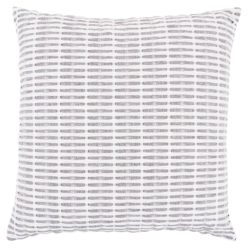 Housse de coussin en coton plissé, Noir, H 16 po x l 16 po