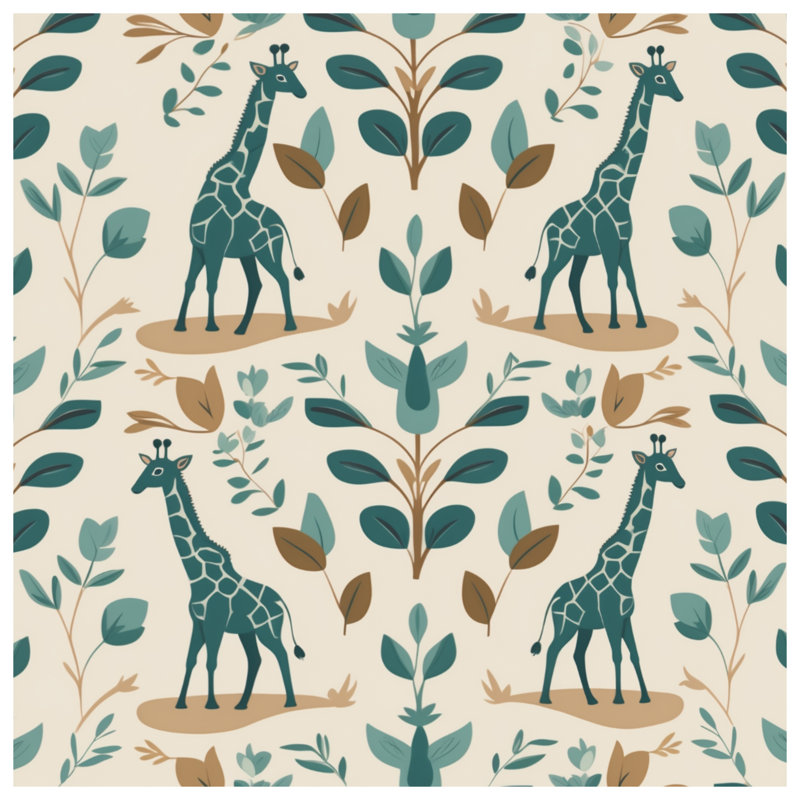 Girafe avec des feuilles et des draps, Grand lit