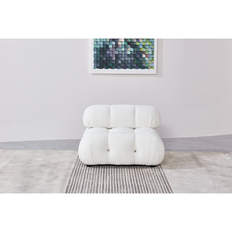 Adelene Upholstered Accent Chair, White Chenille