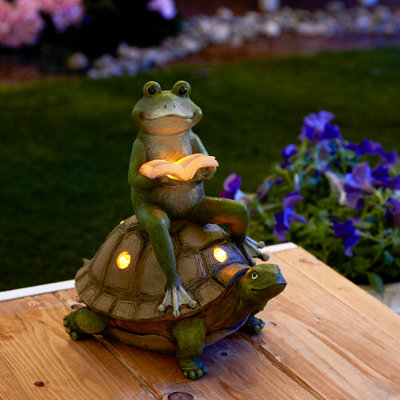 STATUE SOLAIRE GRENOUILLE ET TORTUE
