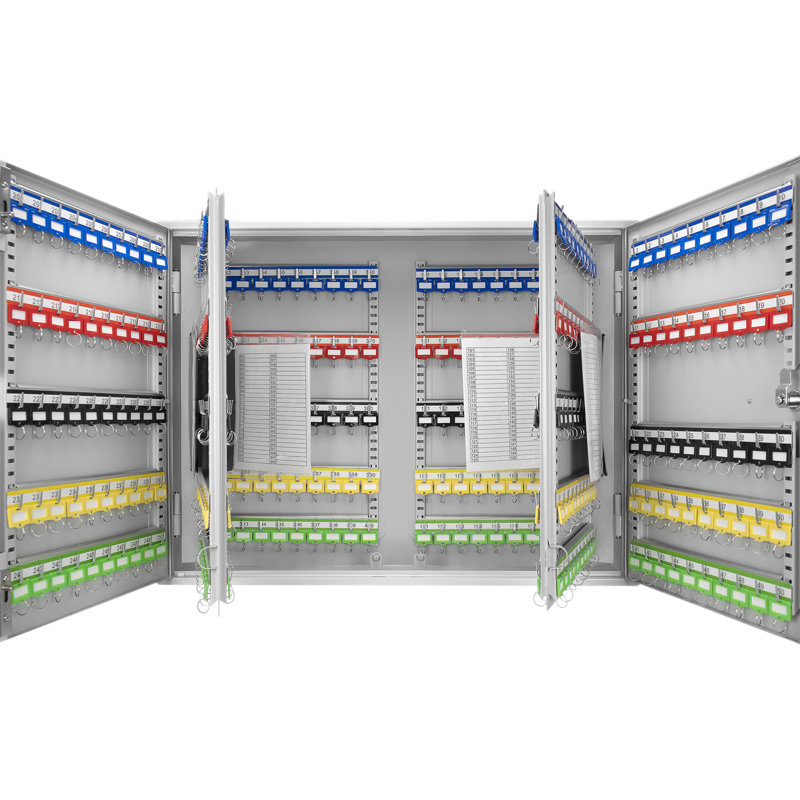 Digital Lock Grey Key Holder Box - Store Up To 400 Keys Adjustable Steel Cabinet Wall Mount Design Colorful Tags For Quick Spotting 400 With Construction Secure Storage Mountable Organized Handling