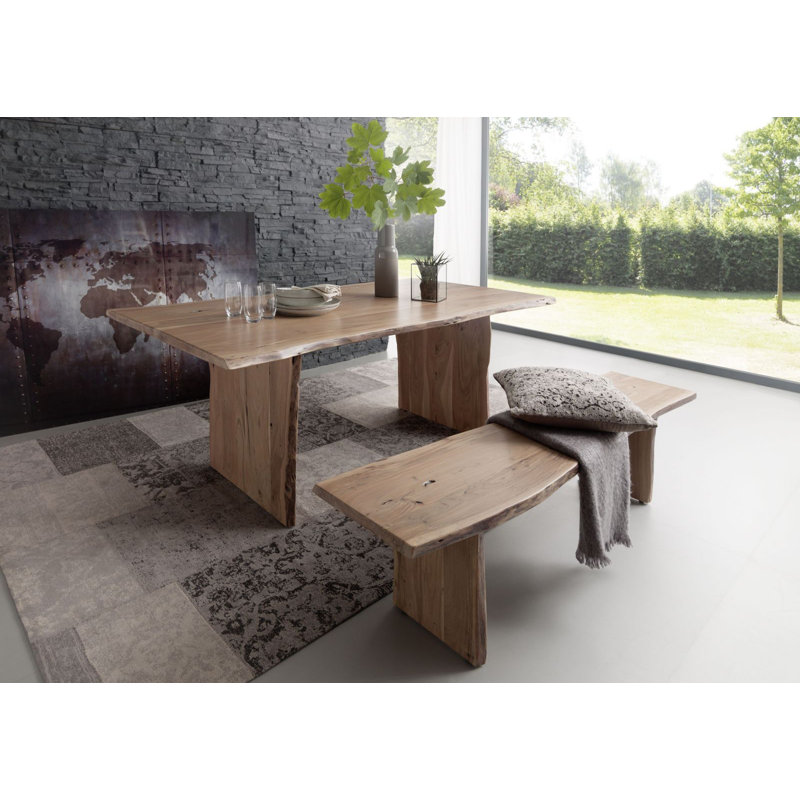 Pure Acacia Acacia Solid Wood Dining Table, H76 x L100 x W200cm, Ecru