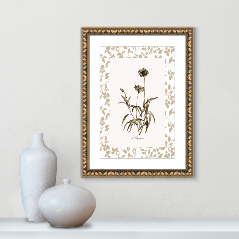 «Neutral Imperial I Print» par Kelly Donovan, 18'' W x 24'' H, Matted Print, Gold Leaf Beads