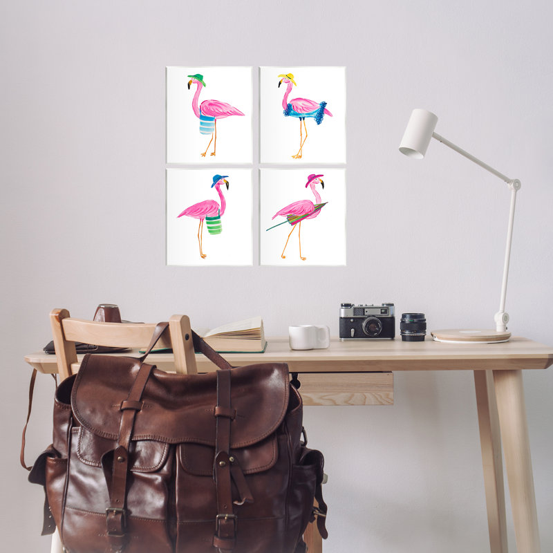 «Fun Beach Flamants», ensemble d'art sur plaque par Julie DeRice