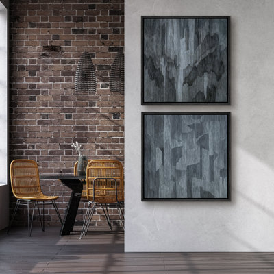 Art mural encadré, impressions murales géométriques abstraites texturées bleues pour la chambre à coucher - 16 po x 24 po x 2 pièces, 24 po x 36 po x 2 pièces