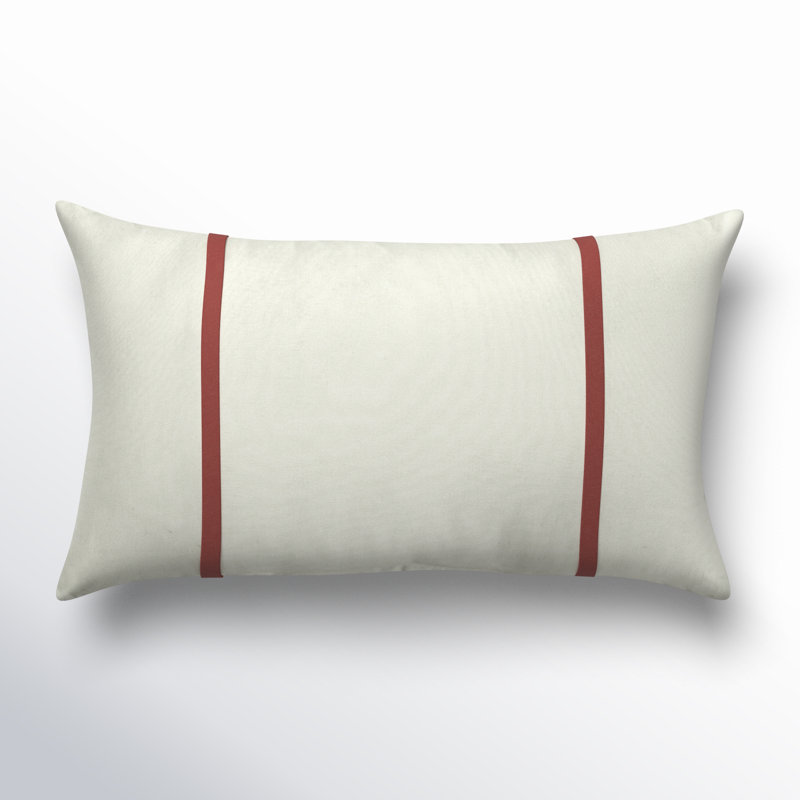 Furston Striped Outdoor Reversible Throw Pillow, White/Henna, 13" x 20"