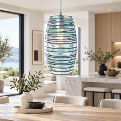 Aref 1-Light Dimmable Handblown Glass Single Pendant