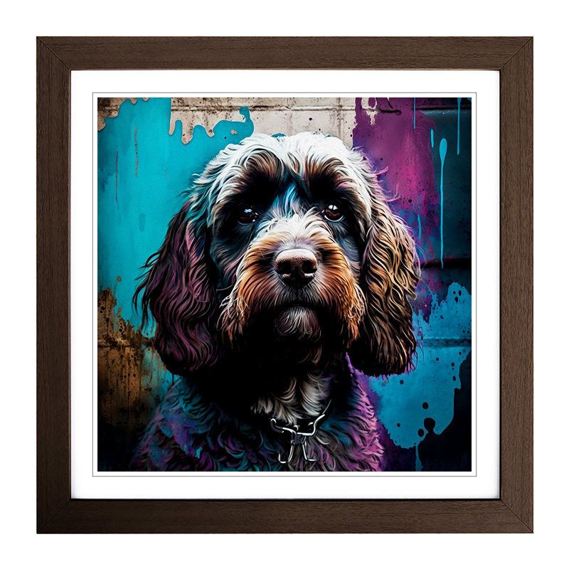 Cockapoo Graffiti Art - Framed Print, Walnut