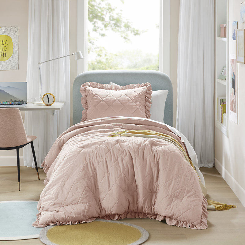 Ensemble d'édredon Phoebe Blush Diamond, Twin / Twin XL Comforter +1 Standard Sham, Rosé