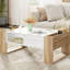 Table basse très brillante Anjelo pour le salon, la chambre à coucher - 2 tiroirs, tablette ouverte, blanc 41,3 x 23,6 avec tablette et rangement à grain de bois blanc, brillant Living,-121585947