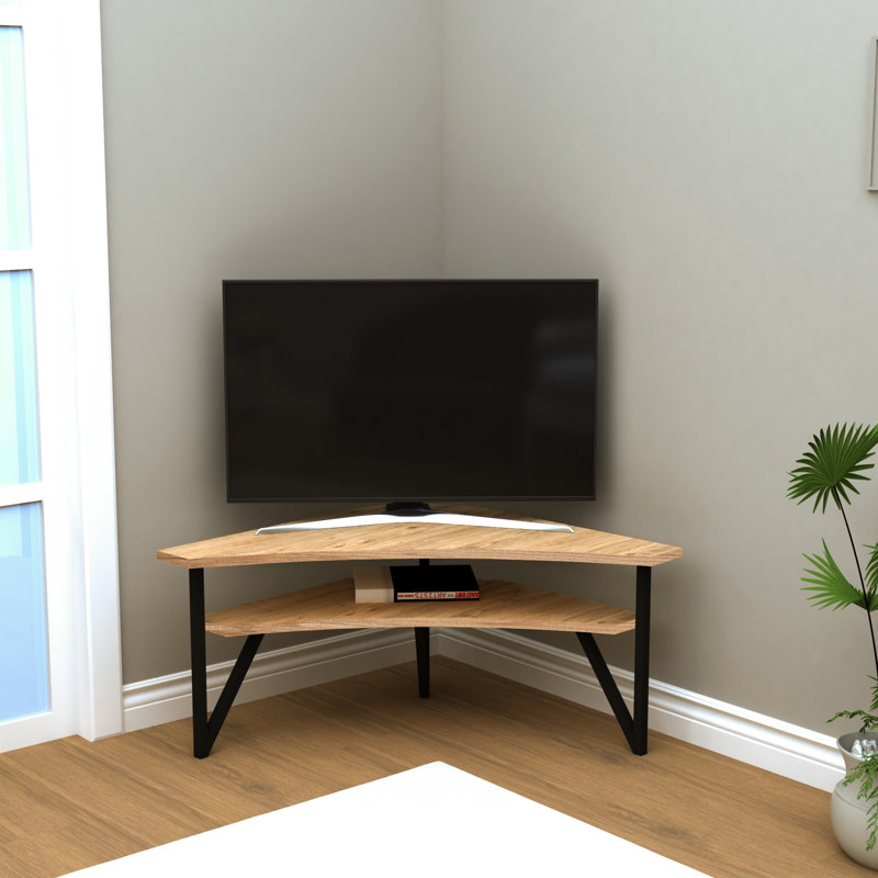 Krut Corner TV Stand for TVs up to 43" with Open Shelf 102 cm Wide, Atlantic Pine