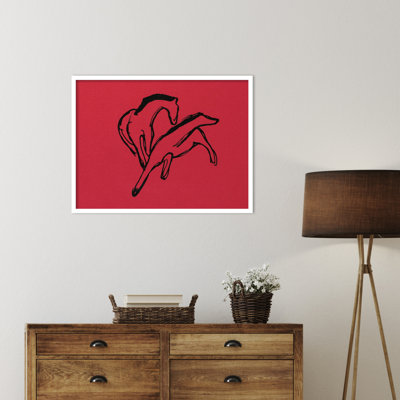 «Two Horses» par Wood, reproduction d'art encadrée