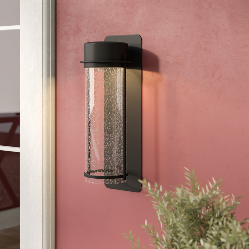 Janke Wall Light, Black, Clear Seeded Glass
