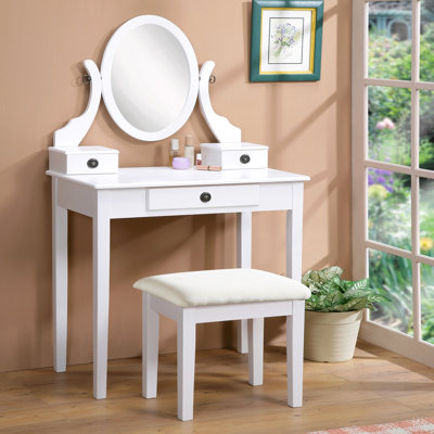 Ensemble coiffeuse et tabouret de maquillage
