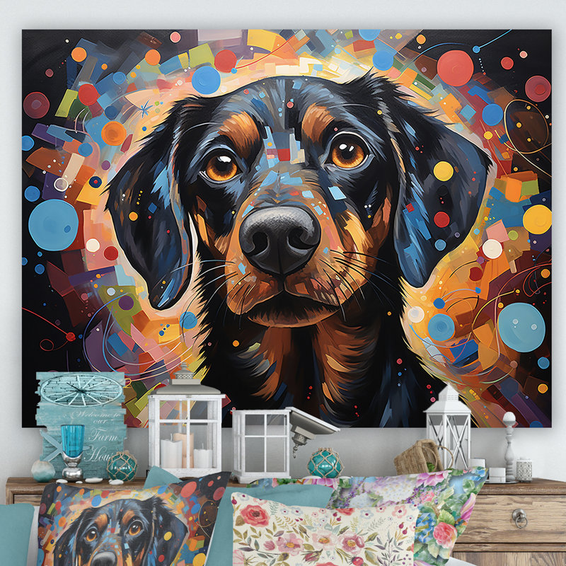 Impression sur toile «Dachshund Delight I», H 16 po x l 32 po x P 1 po, Toile tendue