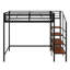 Lit mezzanine simple avec escalier de rangement et tablette de rangement supérieure, cadre de lit mezzanine simple en métal pour adultes, enfants, adolescents-1768108901